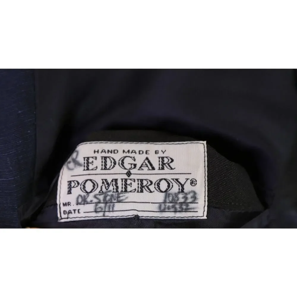 Edgar Pomeroy Bespoke Midnight Blue Silk Linen Iridescent Handmade Suit 38S